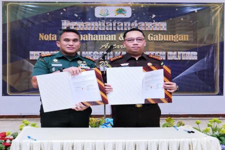 Tingkatkan Sinergitas Kodim 0808 dan Kejari Kabupaten Blitar Teken Per
