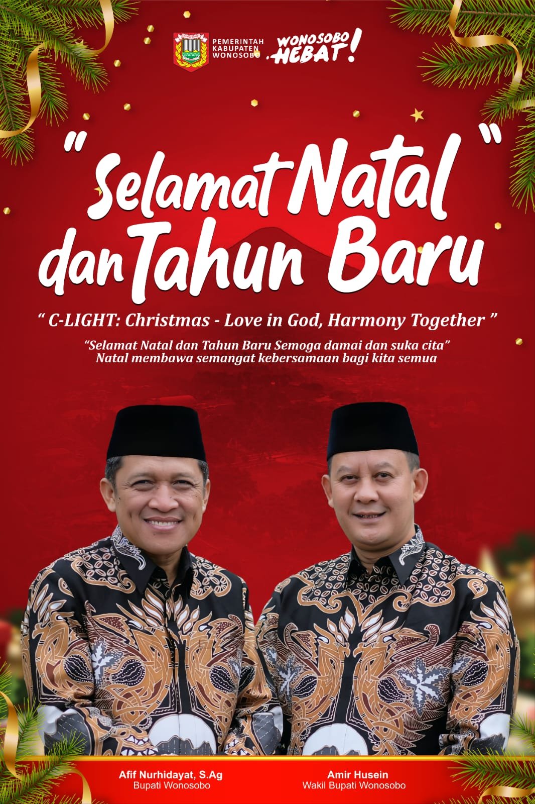 Bupati Dan Wakil Bupati Wonosobo Mengucapkan Selamat Hari Natal dan ta