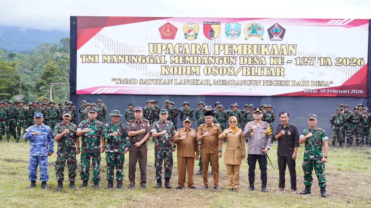 Wujudkan Sinergi Membangun Desa, TMMD Ke 127 Kodim 0808-Blitar Resmi Dibuka Di Gandusari