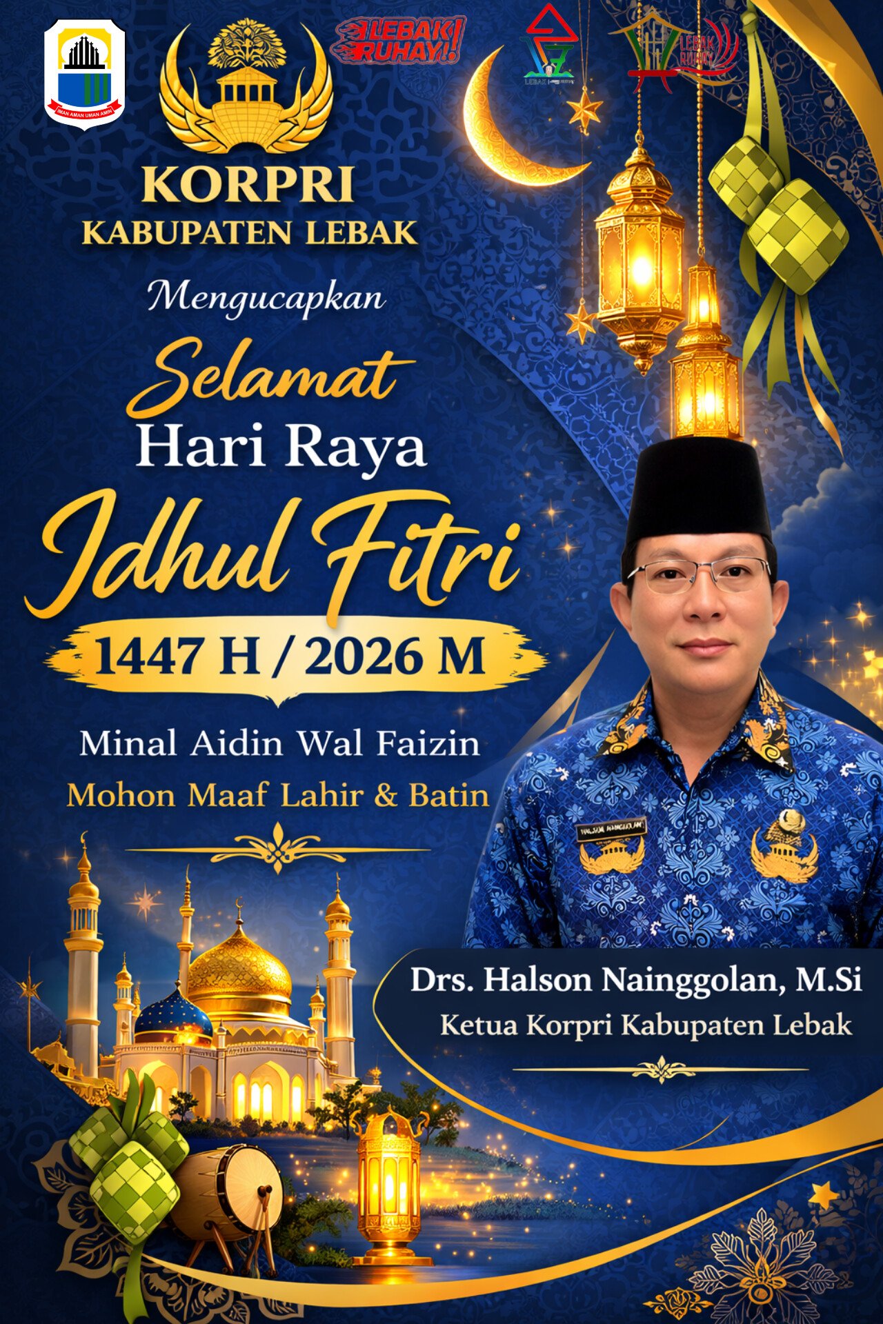 KORPRI Kabupaten Lebak Mengucapkan Selamat Hari Raya Idul Fitri 1447 H - 2026 M
