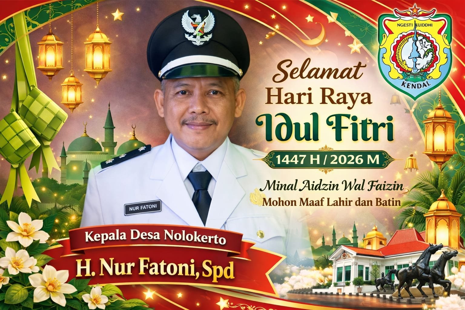 Kades Nolokerto H. Nur Fathoni Ucapkan Idul Fitri, Tegaskan Siap Kerja untuk Kesejahteraan Warga