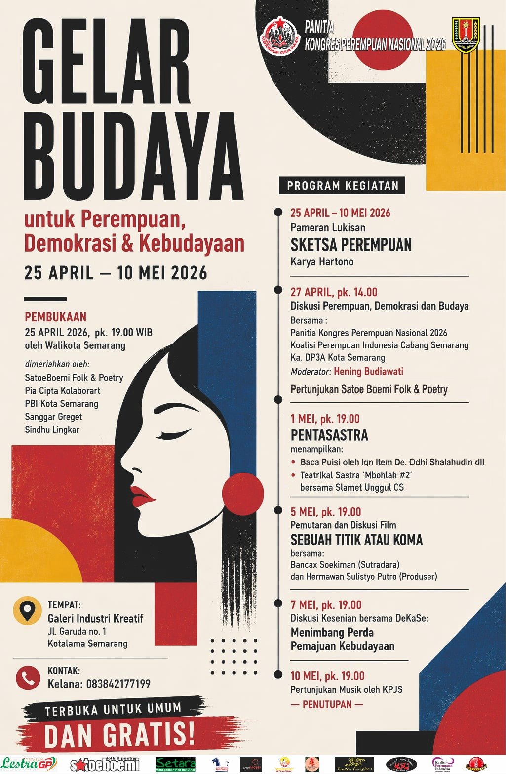 Gelar Budaya Perempuan, Demokrasi, Kebudayaan di Semarang, Soroti Peran Perempuan di Ruang Publik