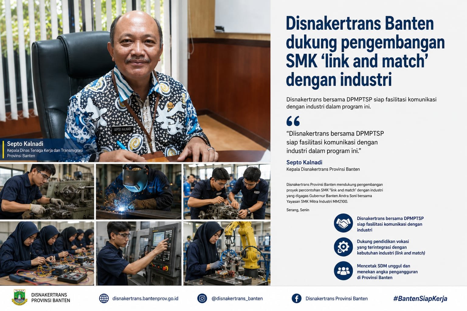 Disnakertrans Banten dukung pengembangan SMK 'link and match' dengan industri