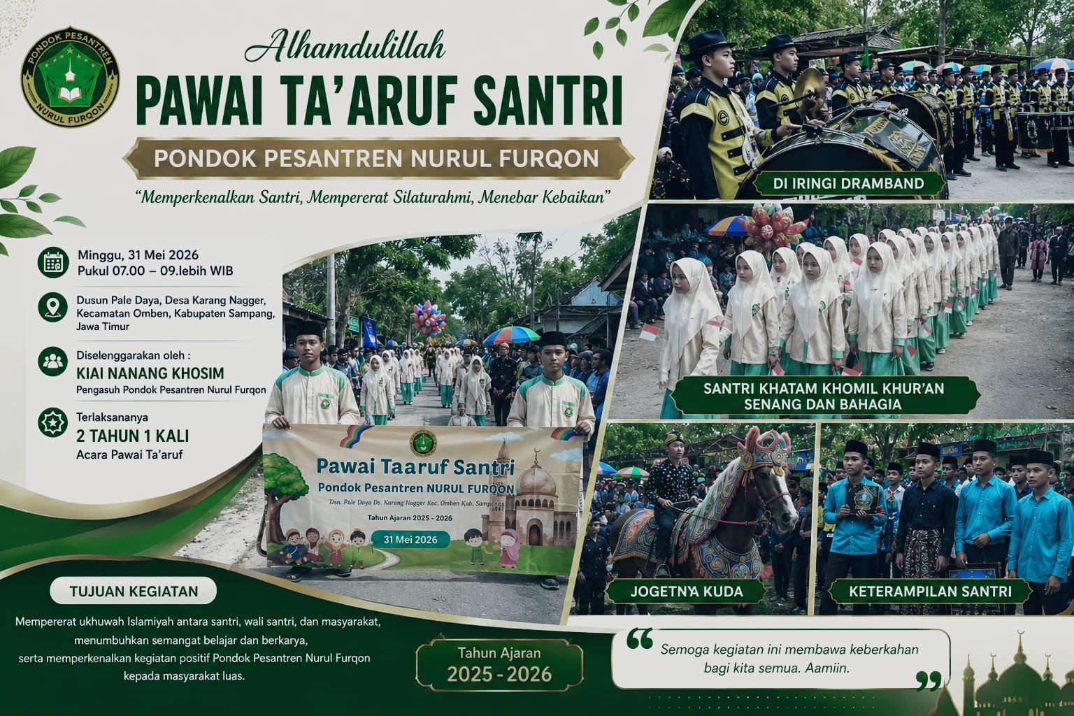Pondok Pesantren Nurul Furqon Kembali Gelar Pawai Ta'aruf Santri, Diikuti Ratusan Peserta