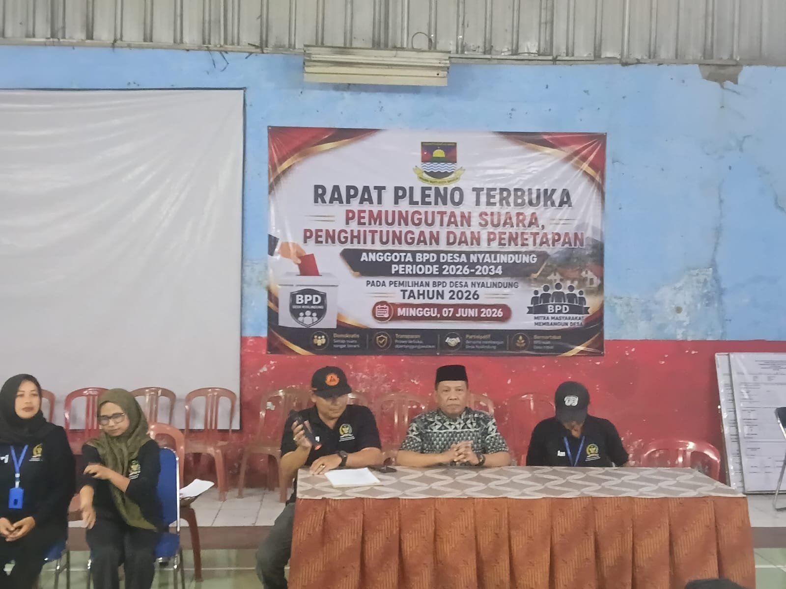 Rapat Pleno Terbuka Pemilihan Anggota DPD Desa Nyalindung Periode 2026–2034