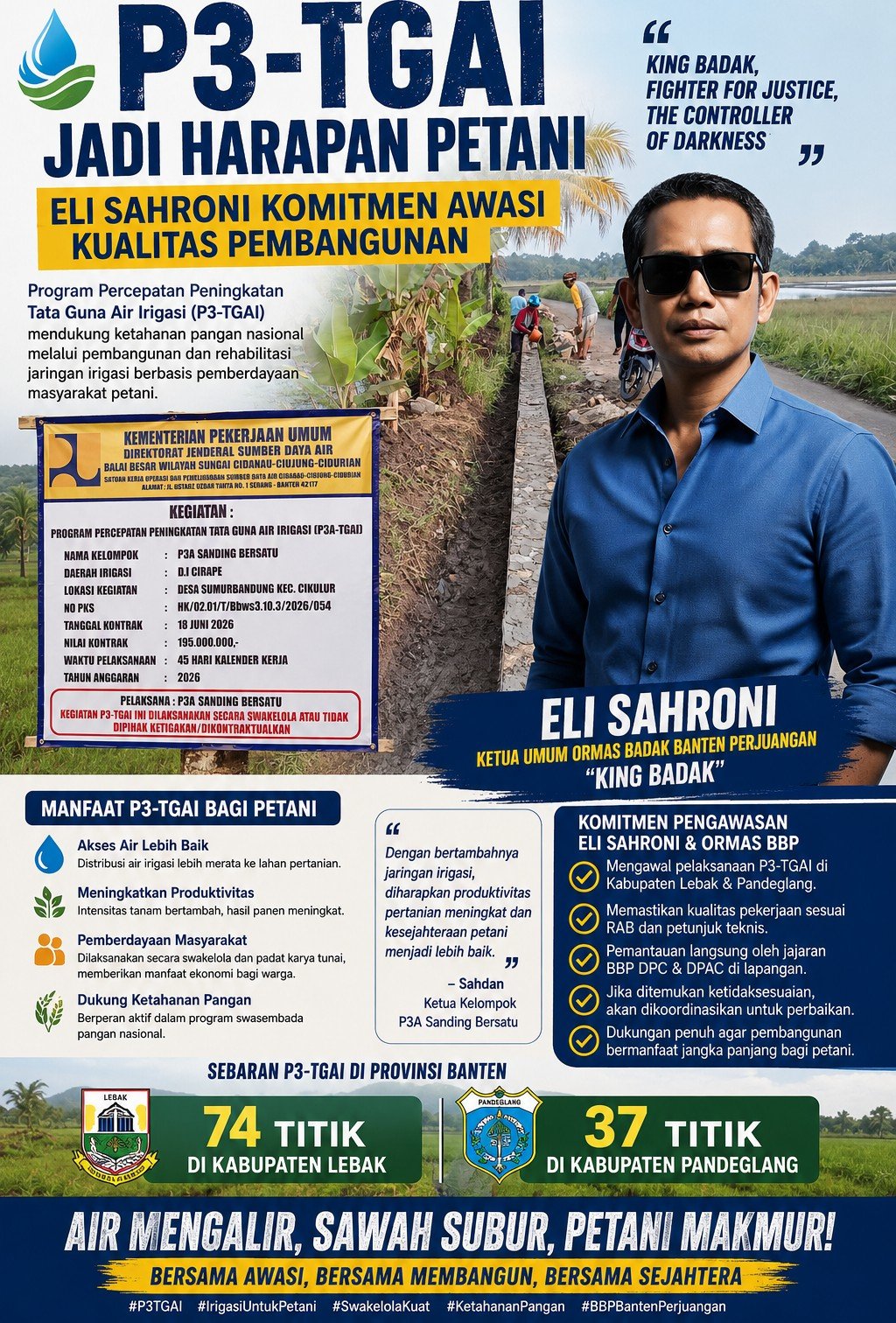 P3-TGAI Jadi Harapan Petani, Eli Sahroni Komitmen Awasi Kualitas Pembangunan