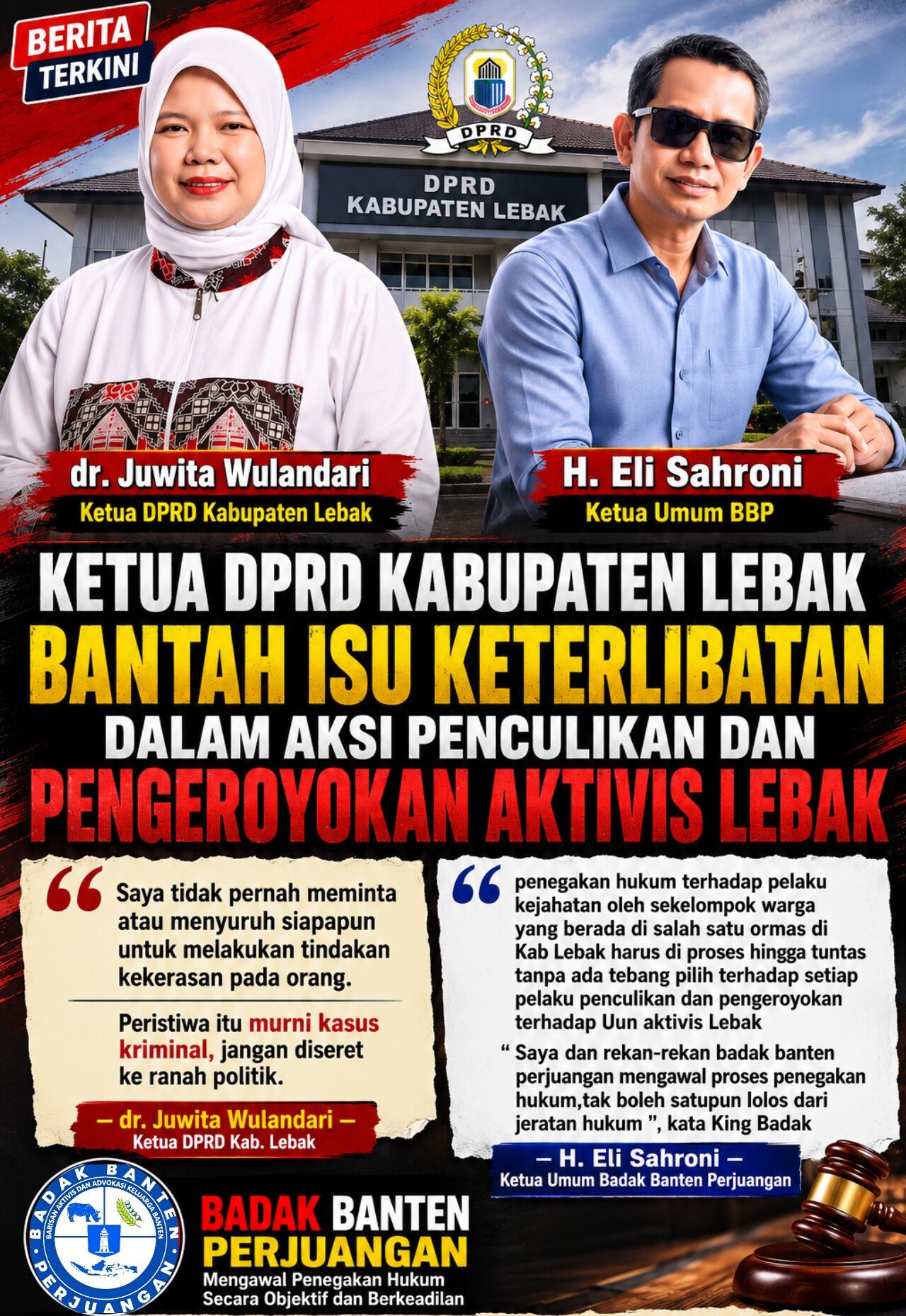 Ketua DPRD Lebak Tegaskan Tak Terlibat Kasus Dugaan Penculikan dan Pengeroyokan Aktivis