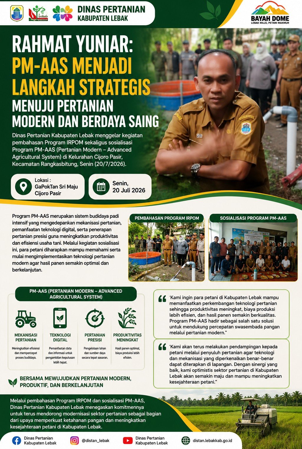 Rahmat Yuniar: PM-AAS Menjadi Langkah Strategis Menuju Pertanian Modern dan Berdaya Saing