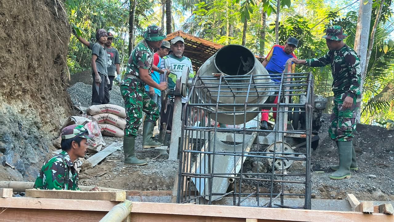 Pembangunan Jembatan Garuda di Desa Serayu Larangan Masuki Tahap Pengecoran Pondasi