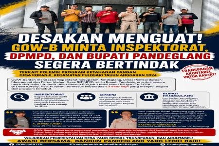 DESAKAN MENGUAT! GOW-B MINTA INSPE