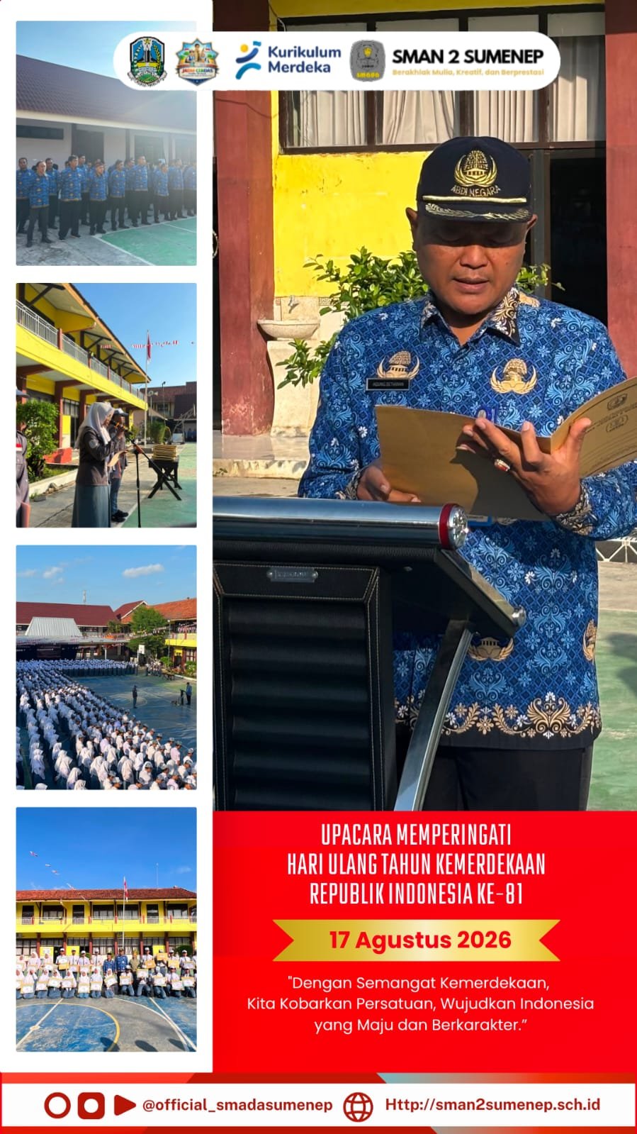 SMAN 2 Sumenep Jadi Satu-Satunya Sekolah yang Terlibat dalam Upacara HUT RI Tingkat Kecamatan Kota
