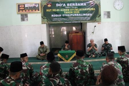 Kodim 0702Purbalingga Gelar Doa Bersama dalam Rangka HUT ke65 Korem 07