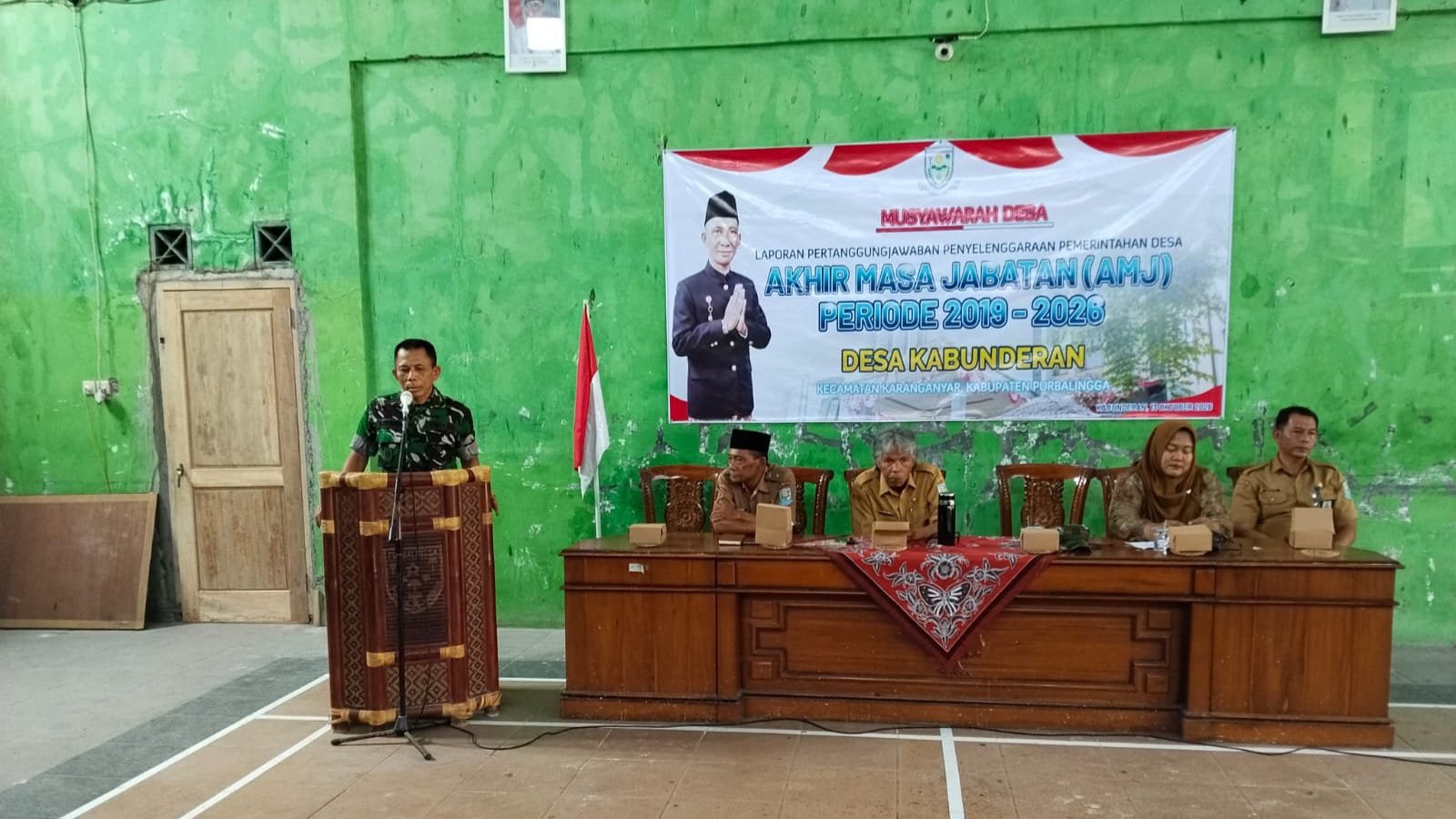 Danramil 12-Karanganyar Hadiri Musdes Laporan Akhir Masa Jabatan Kepala Desa Kabunderan