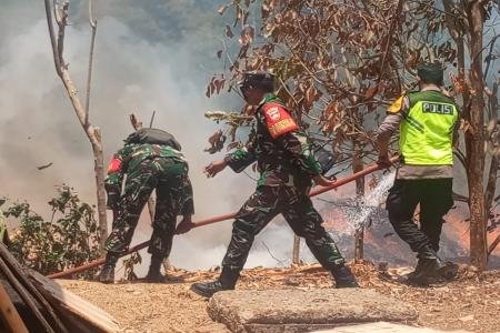 Gerak Cepat TNI dan Tim Gabungan Padamkan Kebakaran Limbah Kayu Lapis 