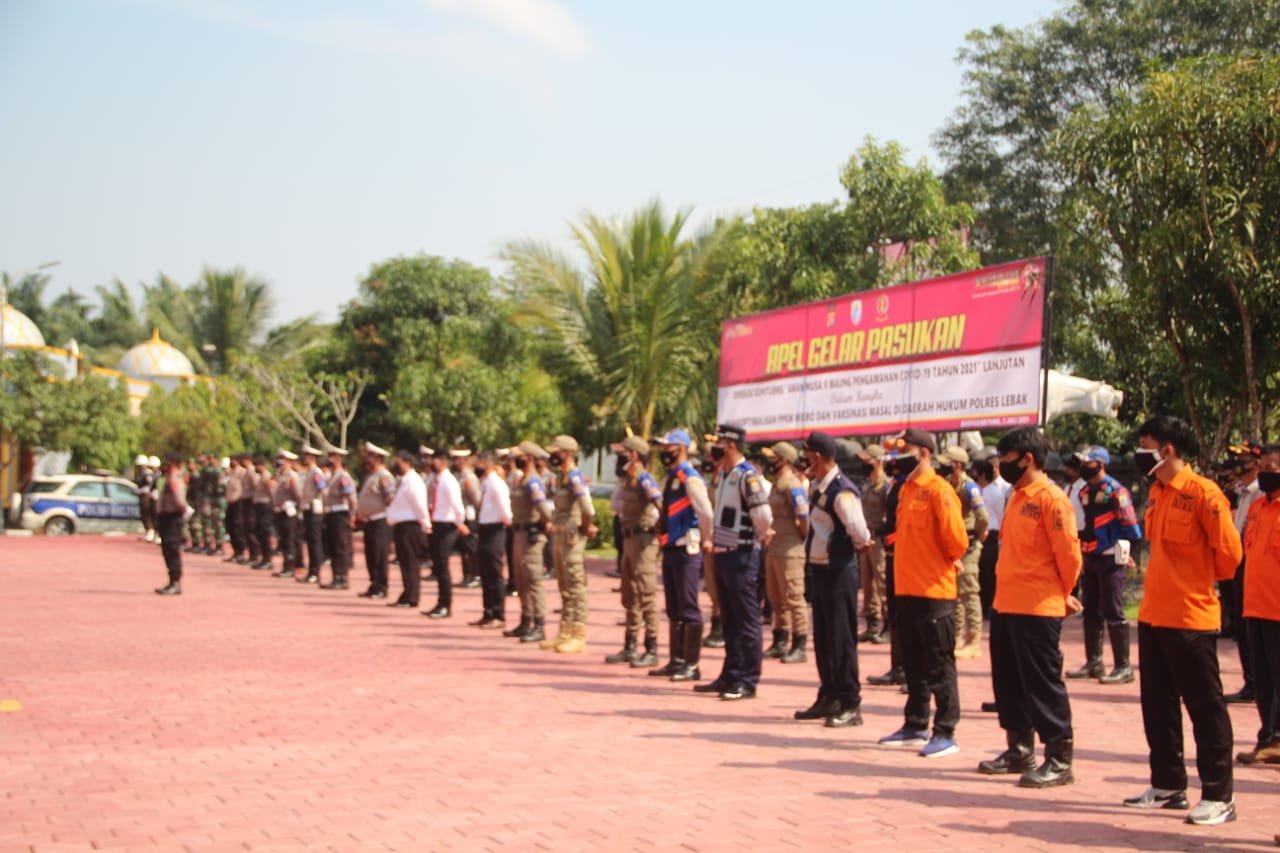 Polres Lebak adakan Apel Gelar pasukan Pemberlakuan PPKM Mikro Darurat