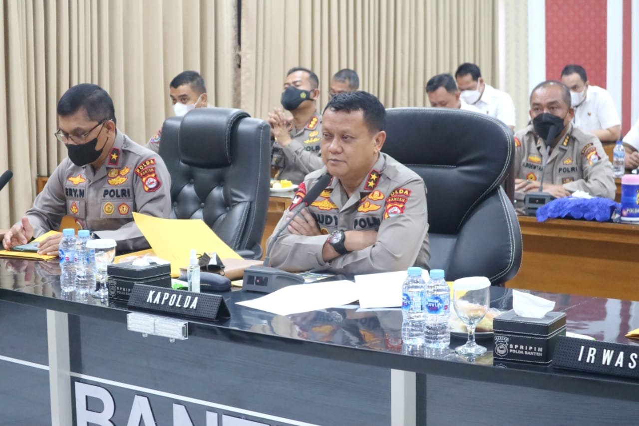 Kapolda Banten Pimpin Anev Mingguan Sampaikan Capaian Vaksinasi, GKTM dan Laka Lantas