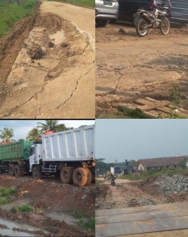 Warga Protes Kegiatan Aktivitas Truk Tronton Sumbu Tiga Akibatkan Jalan Kabupaten Rusak Parah