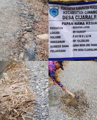 Diduga Proyek Kegiatan Lapen Di Desa Cijaralang Terkesan Asal jadi Demi meraup Keuntungan Lebih 