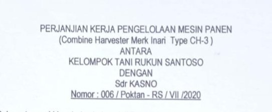 BANTUAN COMBINE KELOMPOK TANI RUKUN SANTOSO DESA SURODADI GAJAH DIKEMANAKAN 