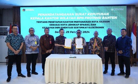 Kanwil BPN Provinsi Banten Tetapkan Kantor Pertanahan Kota Cilegon Sebagai Kota Lengkap Spasial