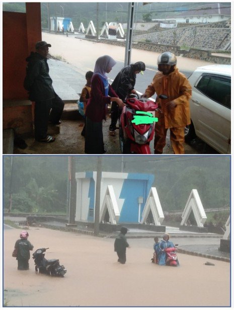 Diduga Akibat Pekerjaan TPT RSUD Cilograng Dan Pekerjaan Drainase Yang Ditunda, Jadi Penyebab Jalan Banjir