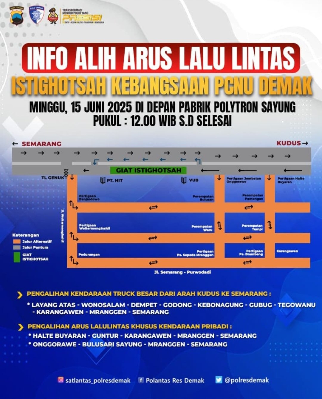 Polres Demak Lakukan Pengamanan Dan Pengalihan Arus Saat Aksi Istighosah Kemanusiaan Berlangsung  Ad