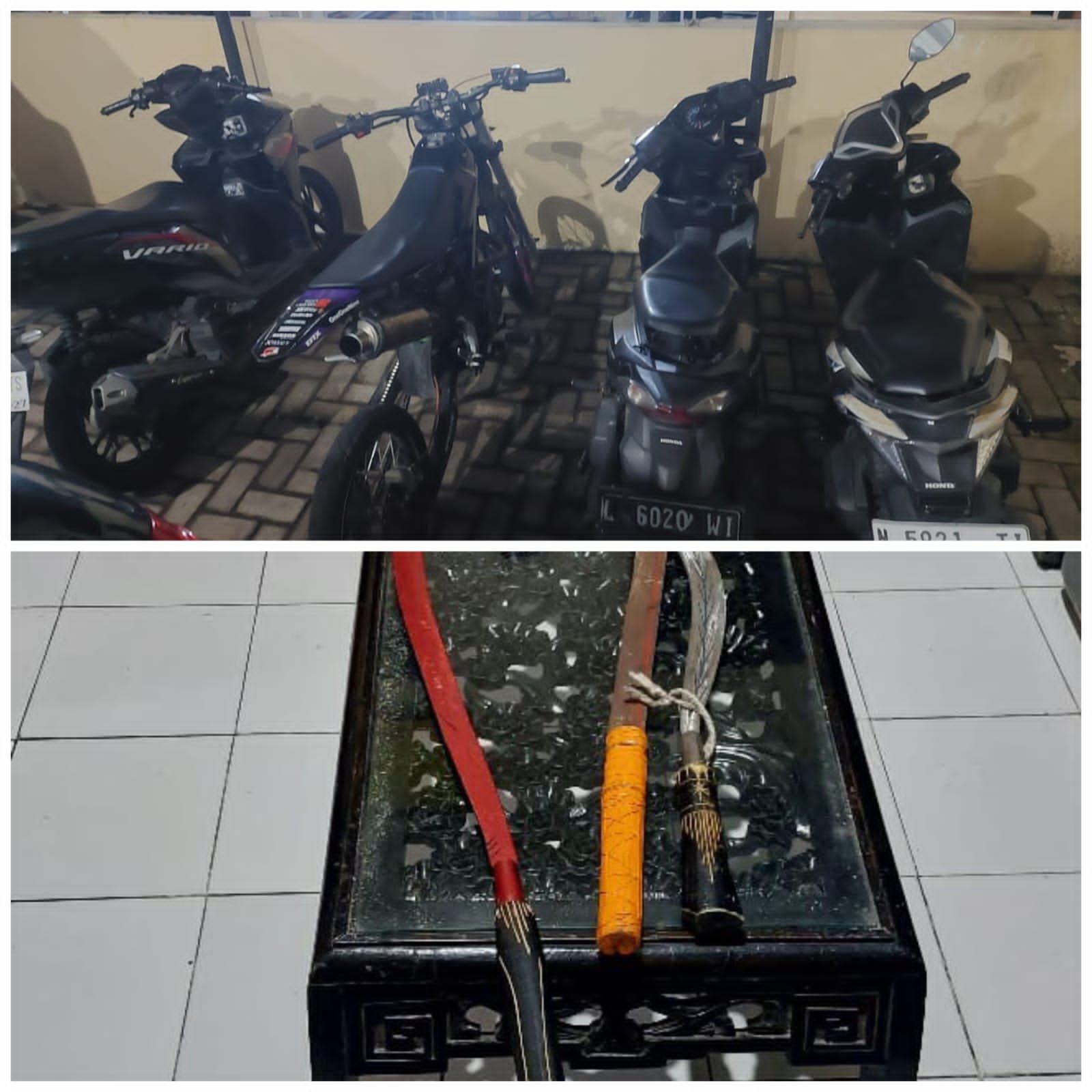 Polsek Prigen Amankan 7 Pemuda Diduga Gangster Bersama Tiga Sajam di Dusun Jagil