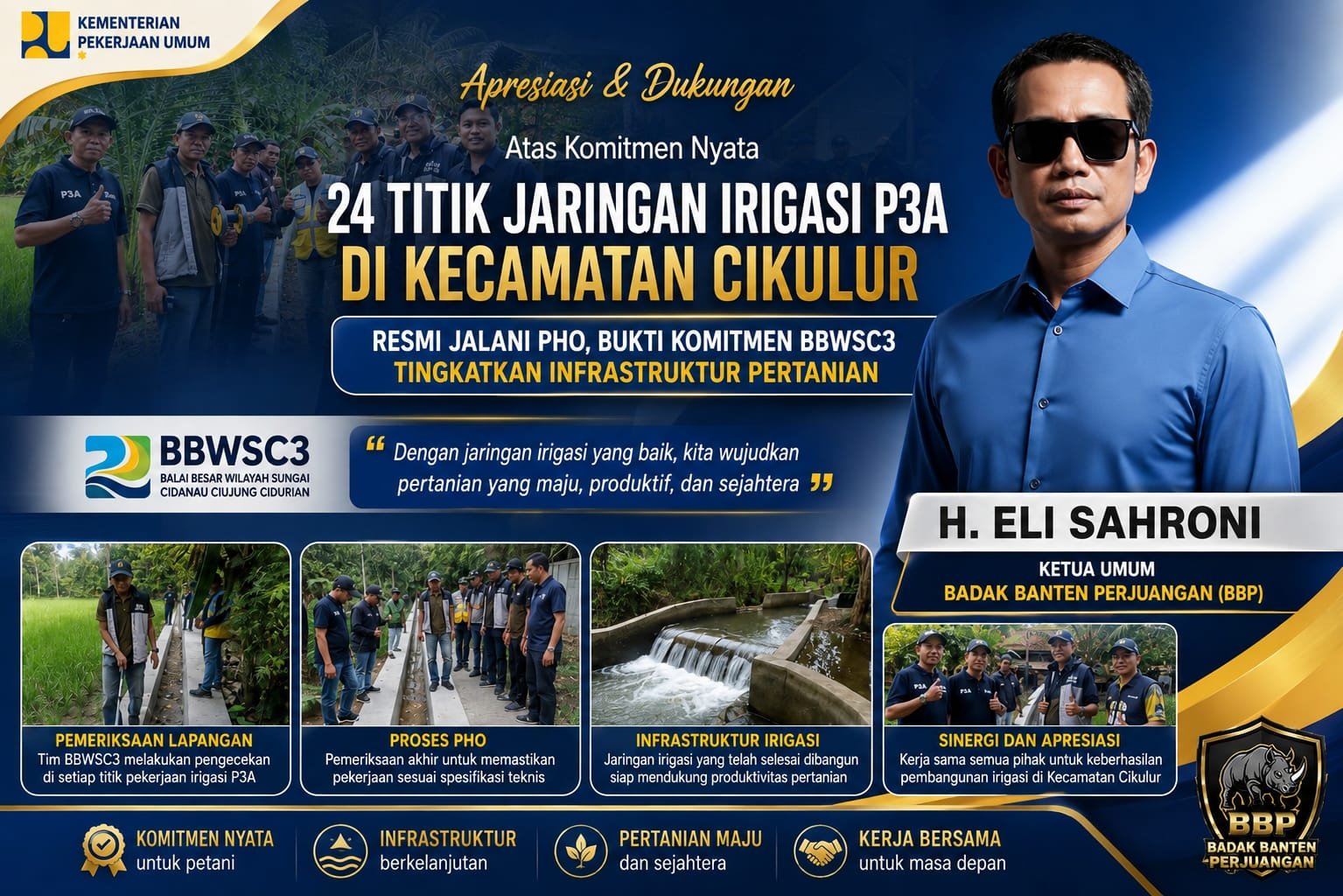 24 Titik Jaringan Irigasi P3A di Kecamatan Cikulur Resmi Jalani PHO, Bukti Komitmen BBWSC3 